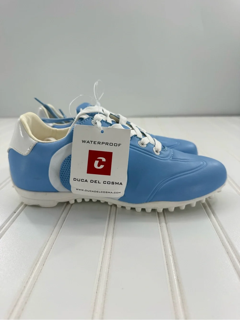 NWT DUCA DEL COSMA Queenscup Women's Spikeless Golf Shoes Baby Blue White Size 7 - Picture 2 of 15